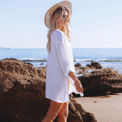 Women's breezy beach shirt with button details and casual fit Ivyshape