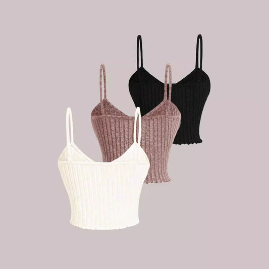 Women casual lace basic top in rib design Ivyshape