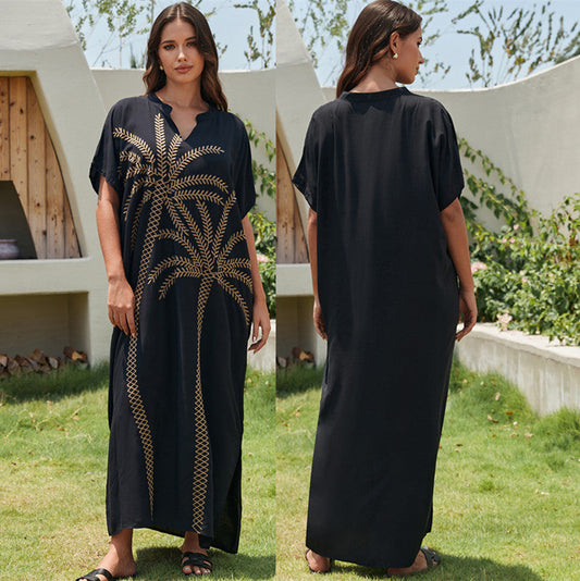 Women's Kaftan with intricate palm pattern Ivyshape