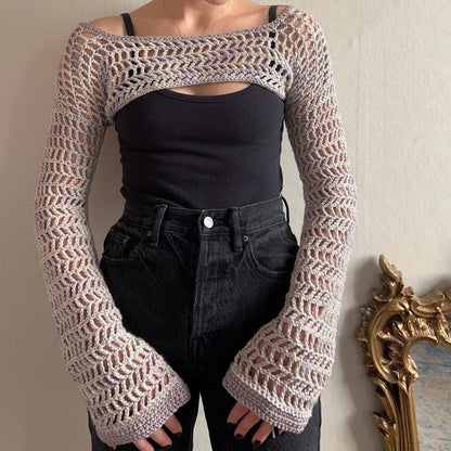 Ladies knitted top with open sleeves Ivyshape