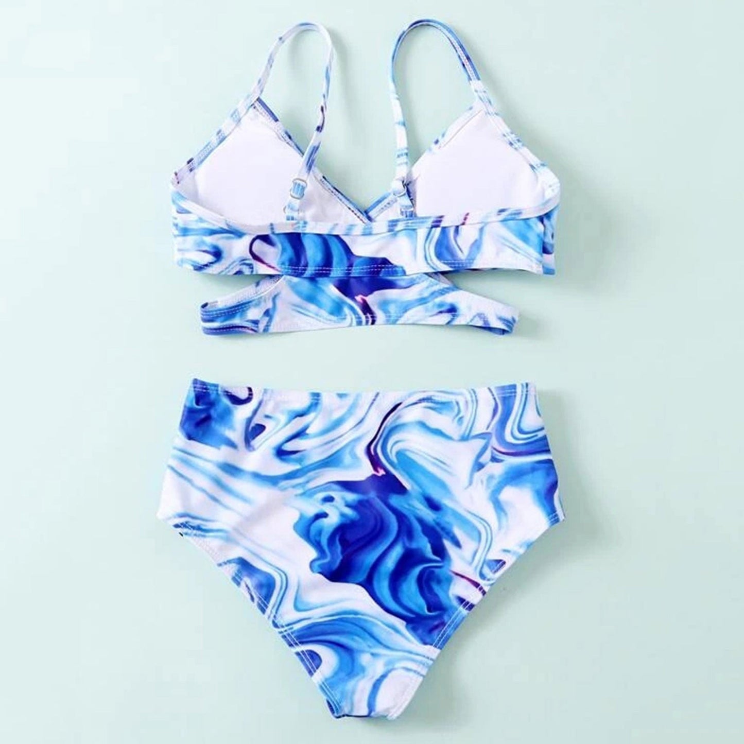 Women's tankini set with elegant wrap top and high-waisted shorts Ivyshape
