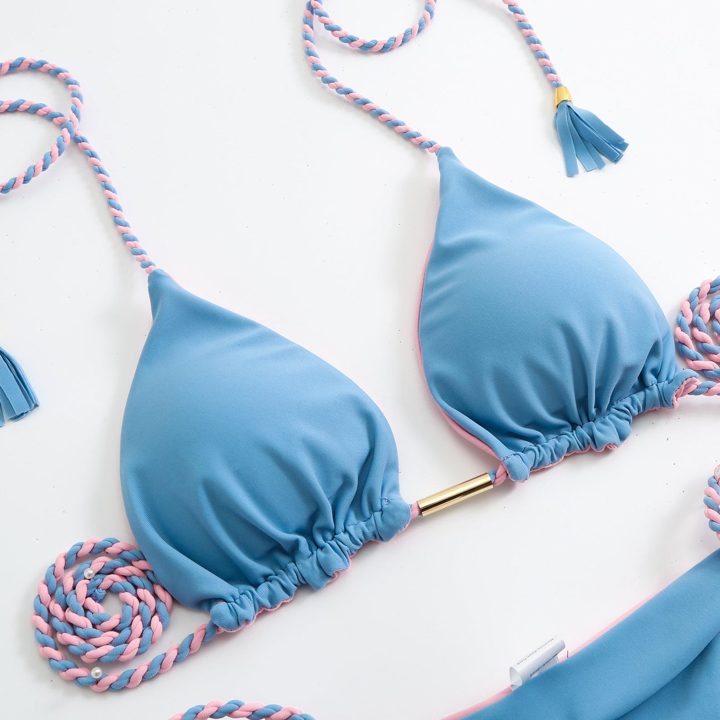 Women's triangle bikini with trendy tassels and adjustable straps Ivyshape