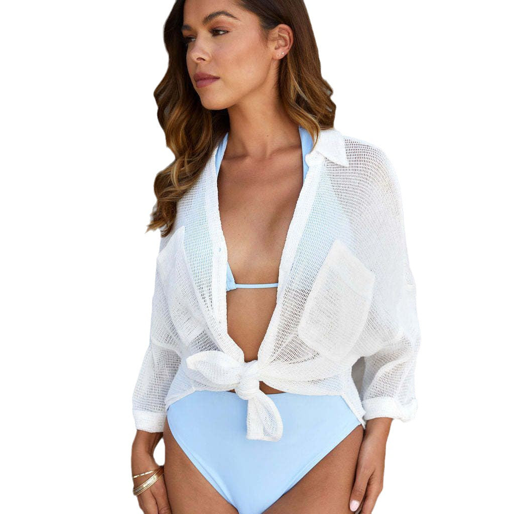 Women's airy bathrobe made of mesh material Ivyshape