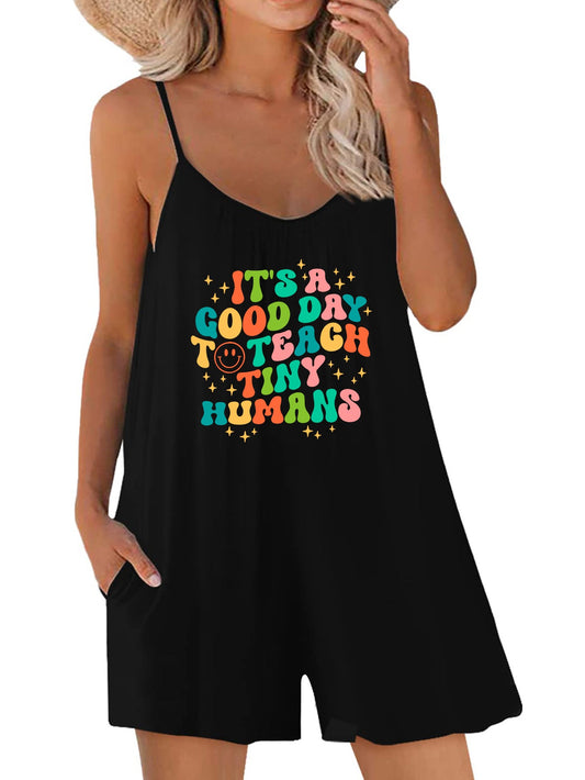 Women's casual summer dress with creative teacher motif Ivyshape