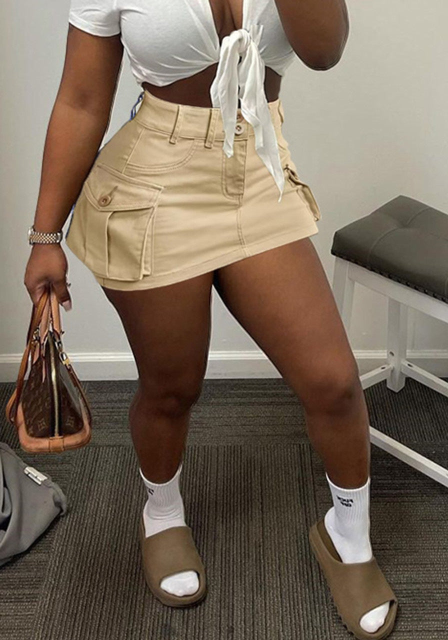 Women's Utility Mini Skirt with Pockets Ivyshape