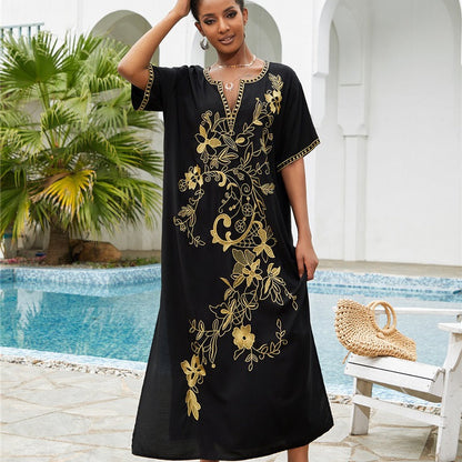 Women's Maxi Dress with elaborate floral embroidered lace Ivyshape