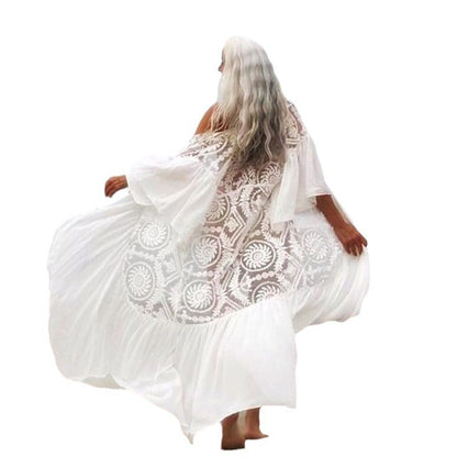 Women's beach dress with delicate crochet embellishments Ivyshape