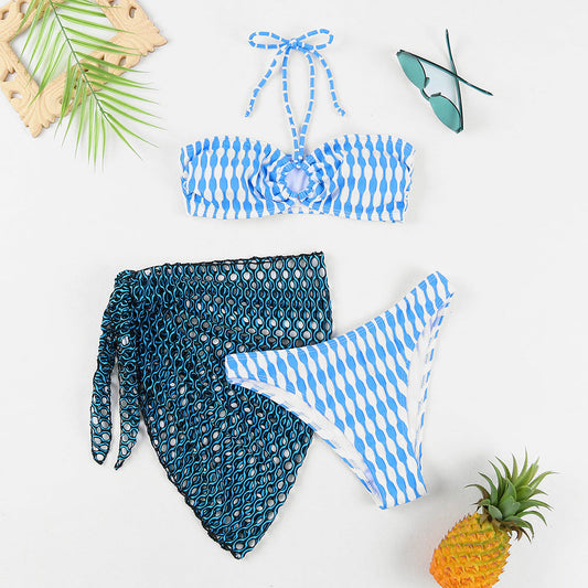 Women's bikini set with playful pattern and light mesh cover Ivyshape