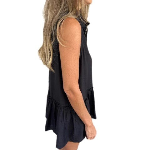 Women Sleeveless Button Closure Peplum Top Ivyshape