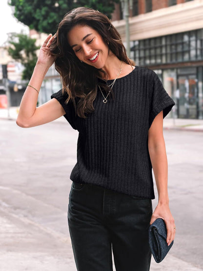 Women Ribbed Knit Top Ivyshape