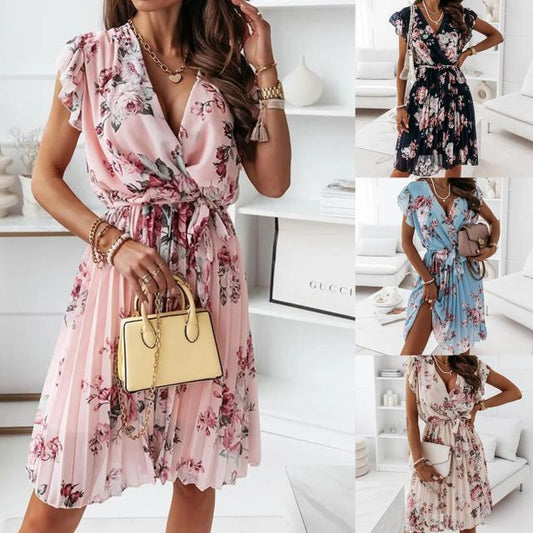 Women’s wrap dress with floral pattern and side tie detail Ivyshape