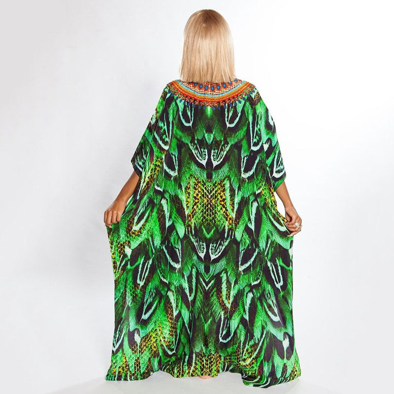 Ladies Kaftan in elegant step design with artistic Africa motif Ivyshape