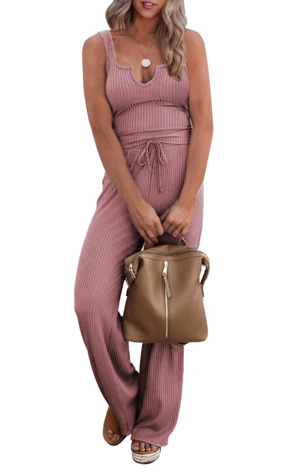 Women's jumpsuit with deep neckline and elastic waistband Ivyshape