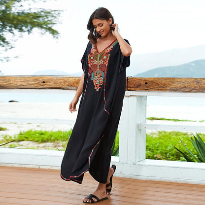 Women’s beach dress with luxurious embroidery and flowing cut Ivyshape