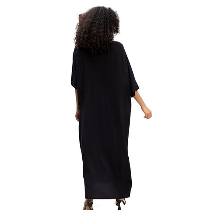 Women's versatile maxi dress with artistic peacock motif Ivyshape