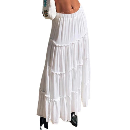 Ladies Flowing Tiered Maxi Skirt Ivyshape
