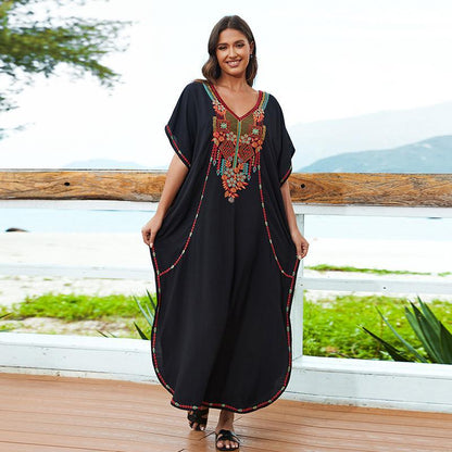 Women’s beach dress with luxurious embroidery and flowing cut Ivyshape