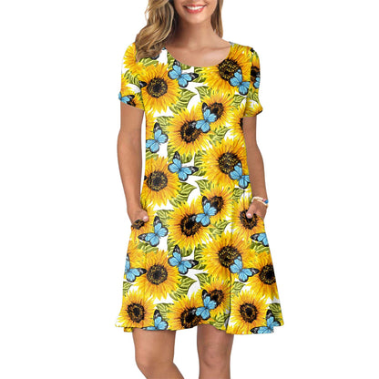 Ladies summer dress with floral pattern Ivyshape
