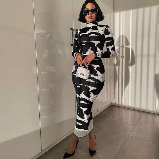 Women Long Sleeve Mock Neck Bodycon Dress Ivyshape