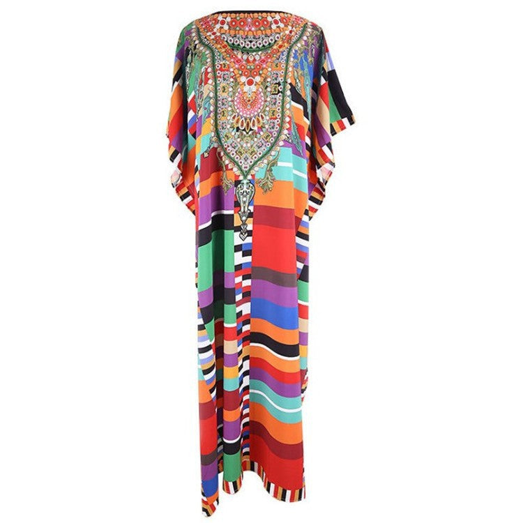 Women's Kaftan with colorful pattern and detailed embroidery Ivyshape