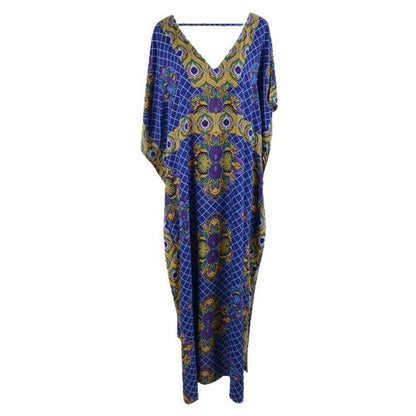 Women's Airy Kaftan with Colorful Floral Pattern and Side Slits Ivyshape