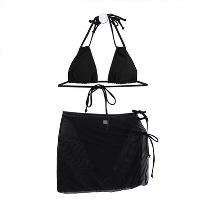 Women's triangle bikini set with elegant cover-up and adjustable straps Ivyshape