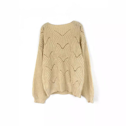 Ladies airy knitted pullover with sophisticated lace pattern Ivyshape