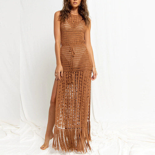 Women's Long Crochet Kimono Beach Robe Ivyshape