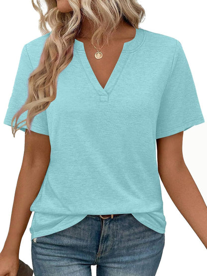 Women Casual V-Neck T-Shirt Ivyshape