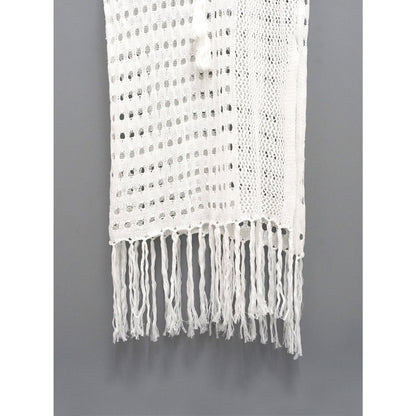 Ladies airy beach dress with fringes and tie belt Ivyshape