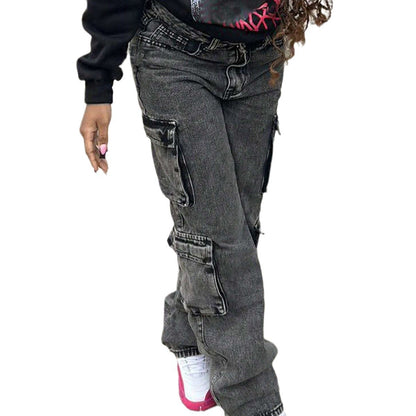 Ladies Cargo Denim Pants Ivyshape
