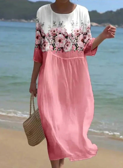 Maxi dress with floral pattern for women Ivyshape