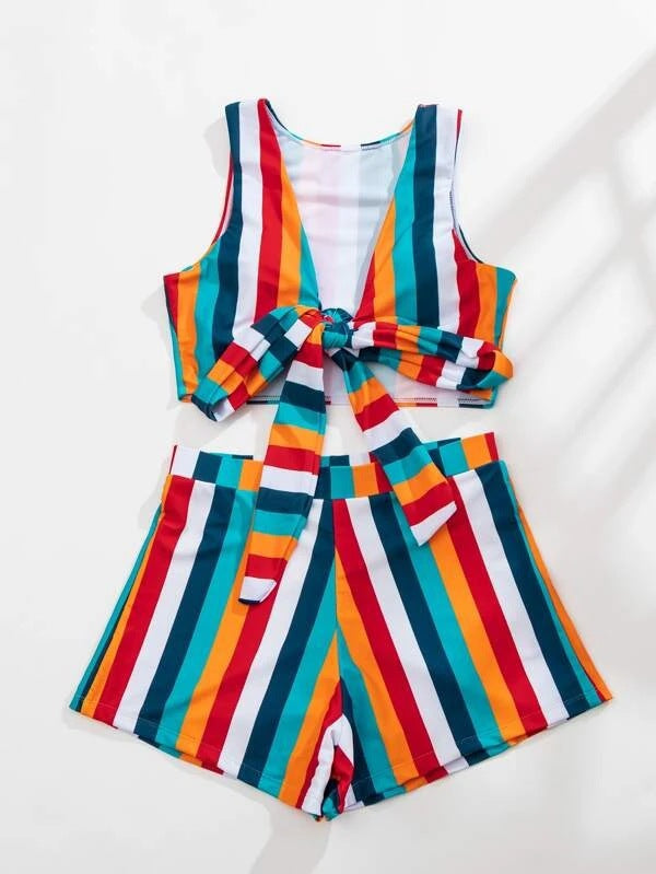 Women’s swimsuit set with snug shorts and trendy top Ivyshape