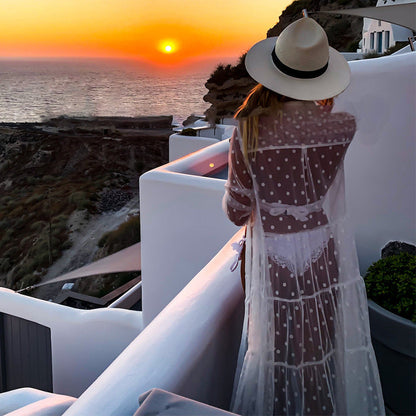 Ladies Transparent Beach Robe with Polka Dot Pattern Ivyshape