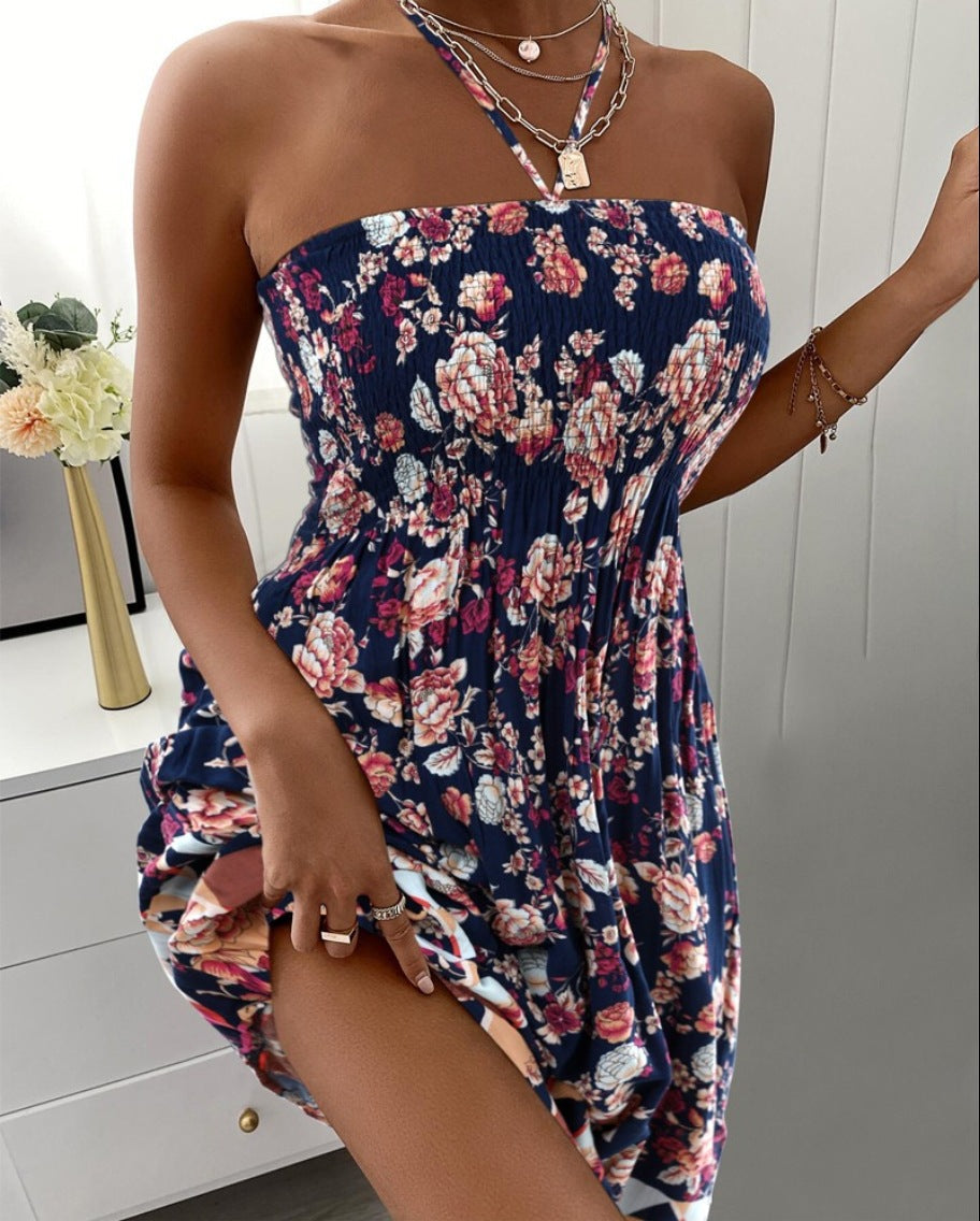 Women's summer dress with extravagant chain patterns and off-shoulder design Ivyshape