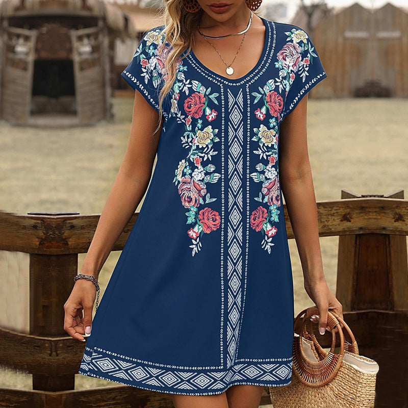 Women's Summer Tunic Dress with Floral Embroidery Ivyshape
