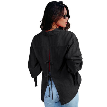 Women casual blouse with buttons and wide sleeves Ivyshape