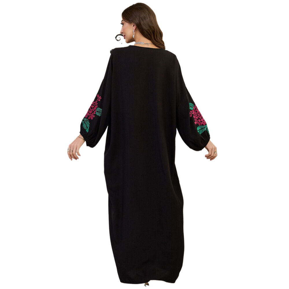 Women's Cotton Maxi Dress with Floral Embroidery Design Ivyshape