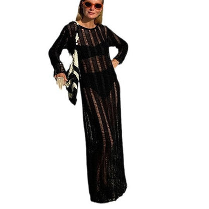 Ladies Transparent Beach Robe with Stylish Back Cutout Ivyshape