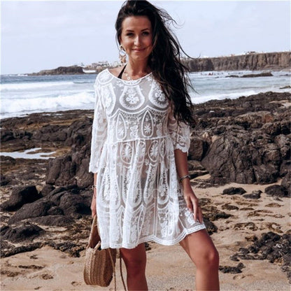 Women's Crochet Beach Dress in Boho Style Ivyshape
