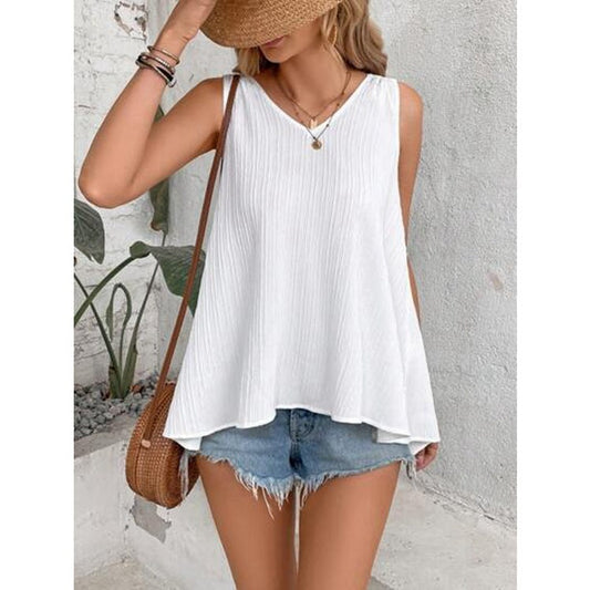 Women's viscose tank top with casual cut and V-neck Ivyshape
