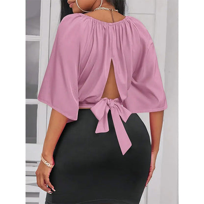 Ladies elegant top with wide cut sleeves Ivyshape