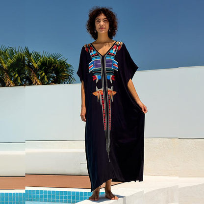 Women's Kaftan with elaborate colorful embroidery Ivyshape