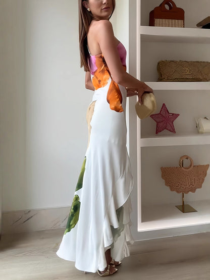 Isis™ | One-Shoulder Floral Pleated Maxi Dress