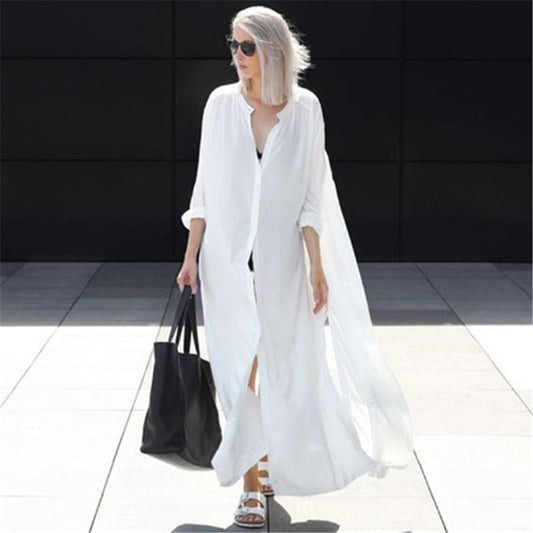 Ladies Airy Beach Coat with Buttonless Design Ivyshape