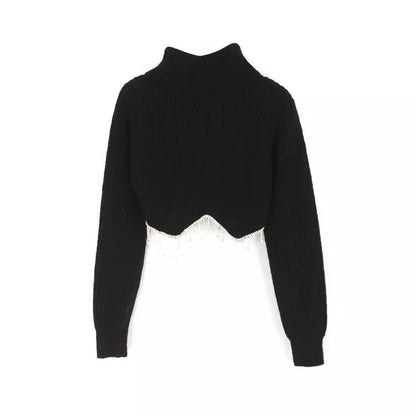 Women's fashionable turtleneck sweater with glittering embellishments Ivyshape