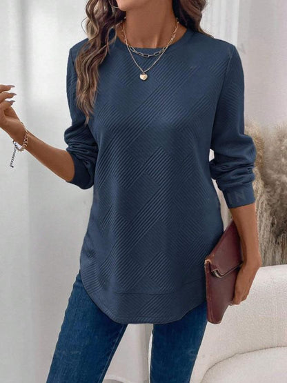 Women's casual sweatshirt with textured fabric and round neck Ivyshape