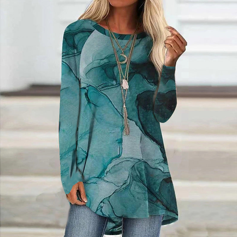 Women's Long Sleeve Tunic with Modern Pattern Ivyshape