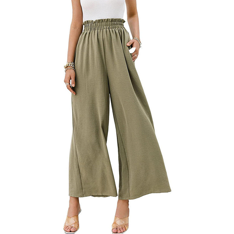 Women's Wide-Leg Culotte with Elastic Waistband Ivyshape