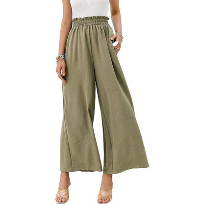 Women's Wide-Leg Culotte with Elastic Waistband Ivyshape